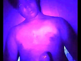 Asian twink jacks off and cums 5 (with blacklight)