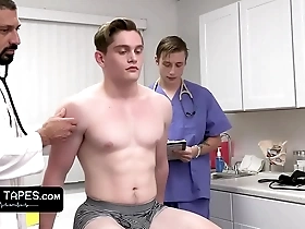 Fit boy goes for annual check-up but the doctor and his medical student give him the full package